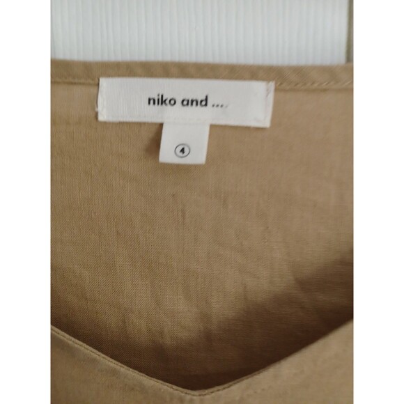 Niko And... Women's Linen 3/4 baloon Sleeve Shirt Beige Size 4 - Picture 2 of 7
